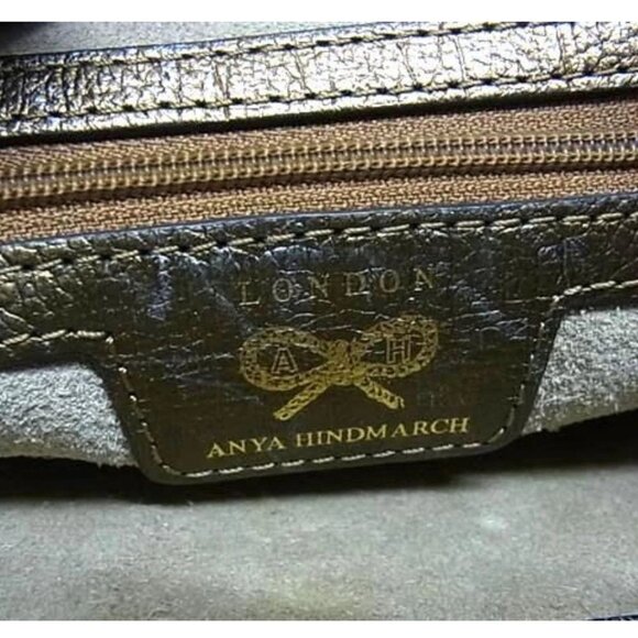 Anya Hindmarch -RARE- WHAM Brown Canvas & Metallic Bronze Leather Tote Bag VGUC - Picture 12 of 12